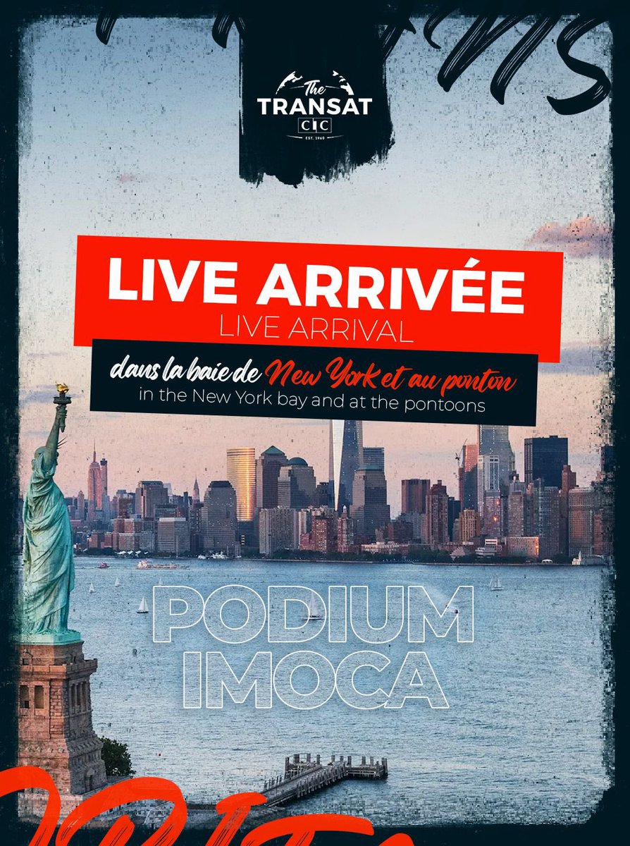 RDV dans une heure pour un live podium qui s’annonce exceptionnel en baie de New York ! 🤩 📲 À suivre ici youtube.com/live/qF9QzEpdi… #TheTransatCIC