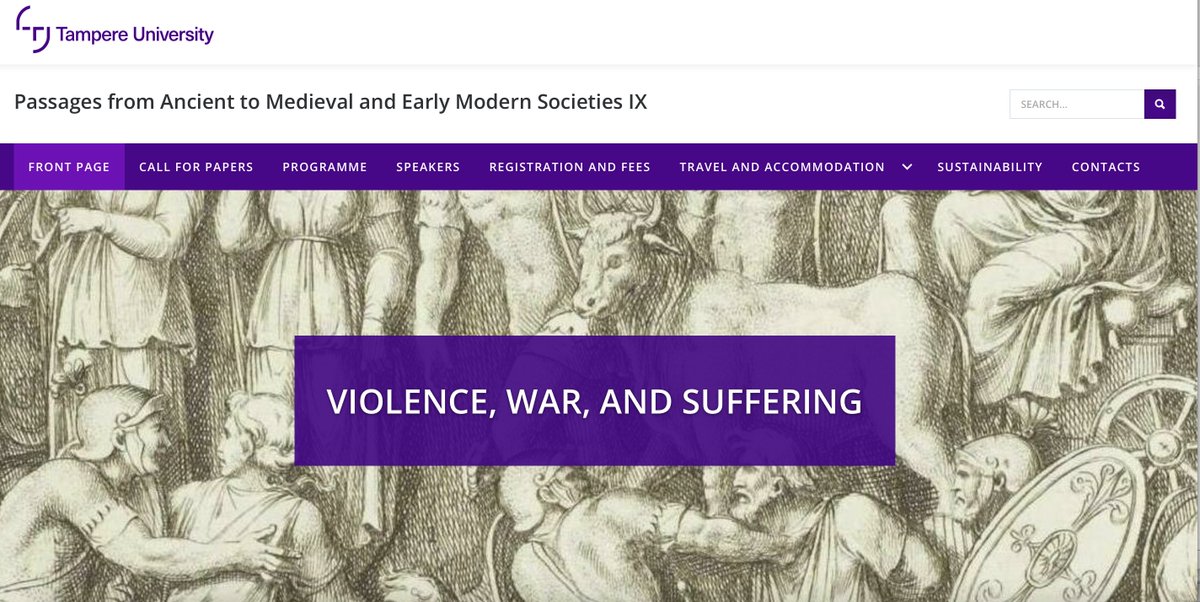 CFP and info for a conference on Violence, War, and Suffering in the Pre-modern World that I am keynoting with a couple of other great people in Finland next August. events.tuni.fi/passages2025/