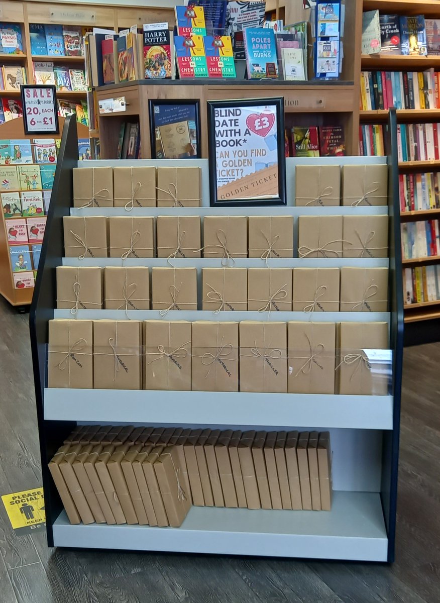 Fancy a lucky dip? Our blind date with a book can help! Just choose your genre and unwrap a treasure. You might even get a golden ticket to spend in the shop! #GoldstoneBooks #indiebookshop #shoplocal #books #reading #preowned