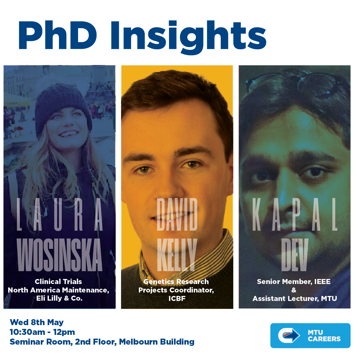 What’s it like after finishing the PhD? 3 Post-Docs share their career stories! Wednesday 8th May at 10.30am-12pm, Seminar Room, 2nd Floor, Melbourn Building MTU, Bishopstown Campus, MTU To register for the event, head to the link in our bio! #MTUCareers