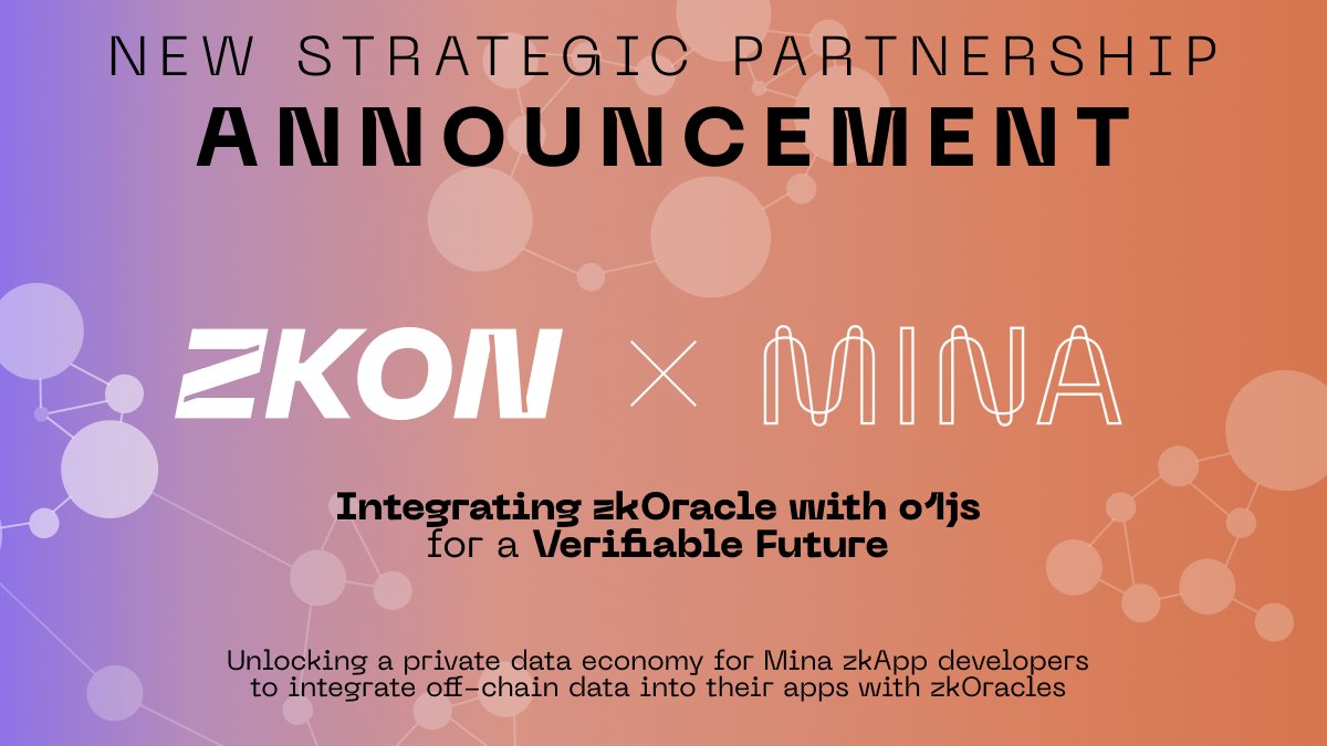 🚀ZKON x Mina Foundation🚀 @zkon_network is proud to announce that it has been selected to integrate our zkOracle with @o1_labs and the entire @MinaProtocol ecosystem, enhancing the capabilities for @MinaDevelopers zkApp developers. This collaboration is not just a milestone for