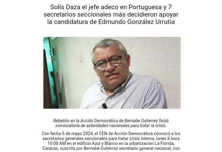 Las bases de AD retiran su apoyo a Luis Eduardo Martínez y se suman a Edmundo González Urrutia