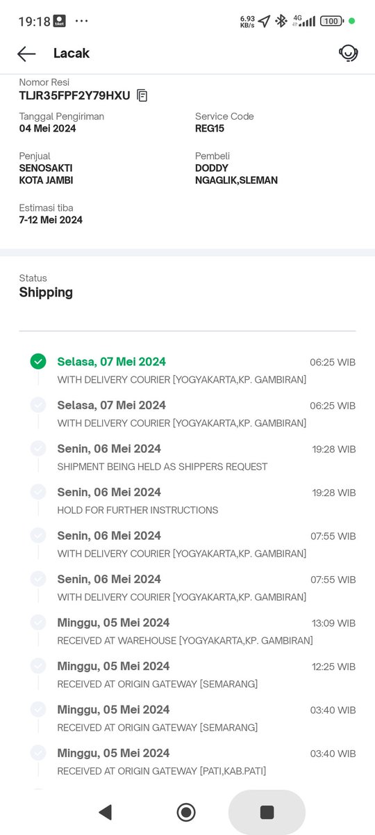 sasanadi's tweet photo. @JNECare Mohon penjelasannya Min. Apakah kurir bisa "mengarang" alasan penundaan kiriman ya? Saya sudah kontak seller dan dipastikan tidak ada permintaan tersebut. Saya coba kontak JNE Jogja juga tidak bisa memberikan solusi konkrit. https://t.co/DxFDvA2QVP