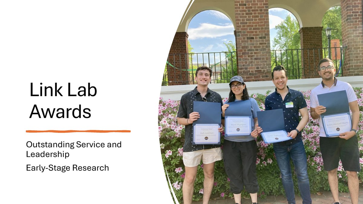 Big Congratulations to the exceptional winners of this year's Link Lab Annual Awards! 🏅 Outstanding Service & Leadership Award: Zack Landsman and Maral Zhiyanpour 🔬 Early-Stage Research Award: Medhi Taghizadeh and Kshitij Bhatta @UVAEngineers