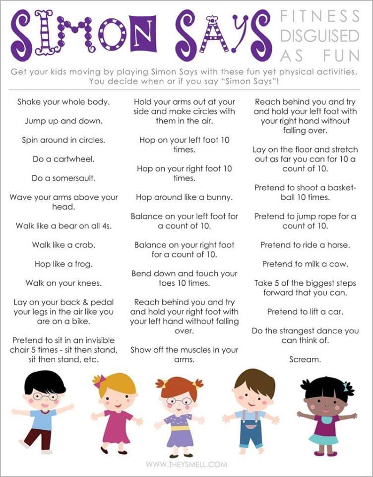 Who would of thought that a simple game such as Simon Says could have physical benefits?  Use this fun game to get your child moving.  #eics #pediatrictherapy #getmoving #physicalfitness #funandgames