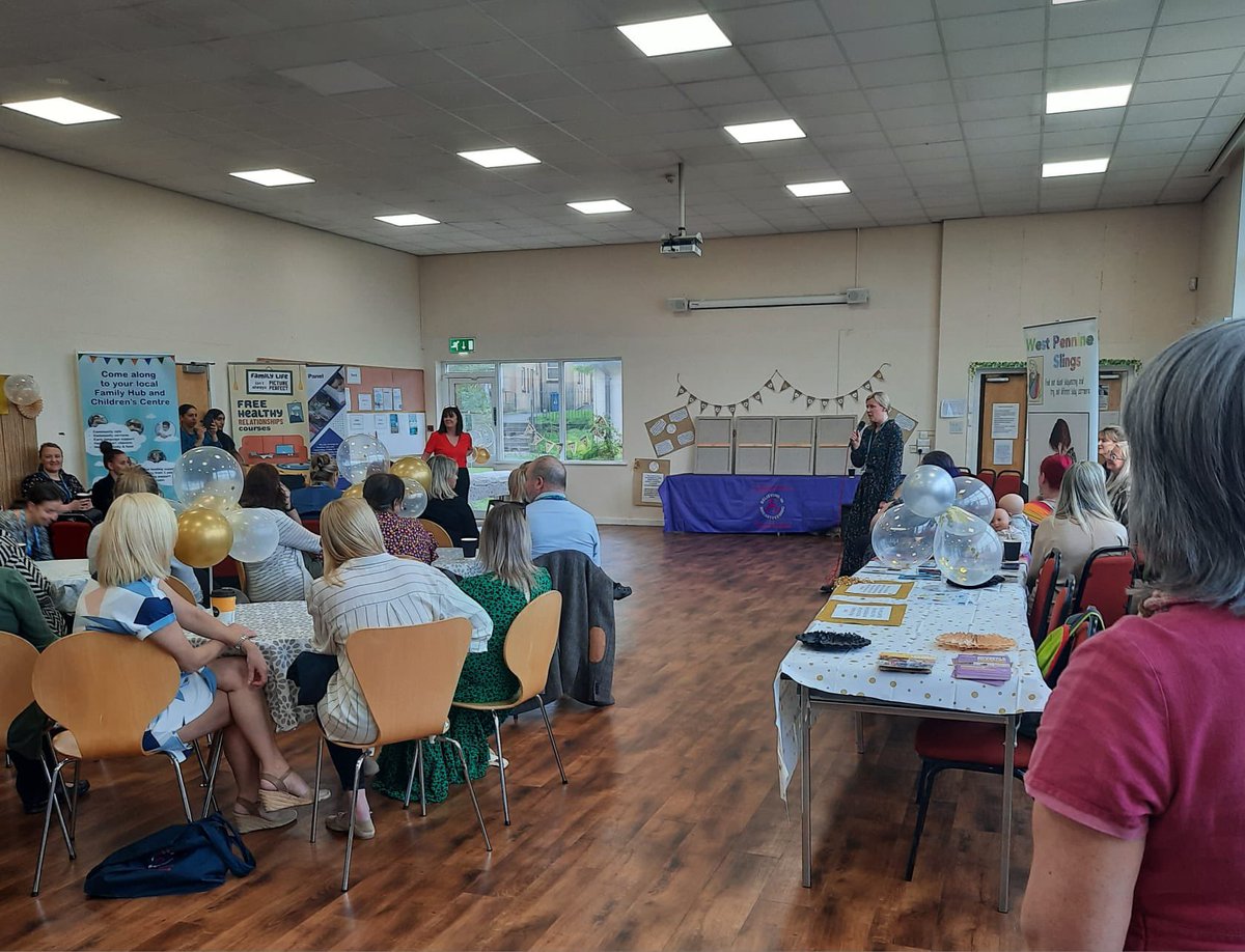 HealthwatchBwD's tweet image. The team are at Livesey Children's Centre for the celebration of the Borough re-achieving Unicef Gold Breastfeeding Award #GoldAward #BabyFriendly