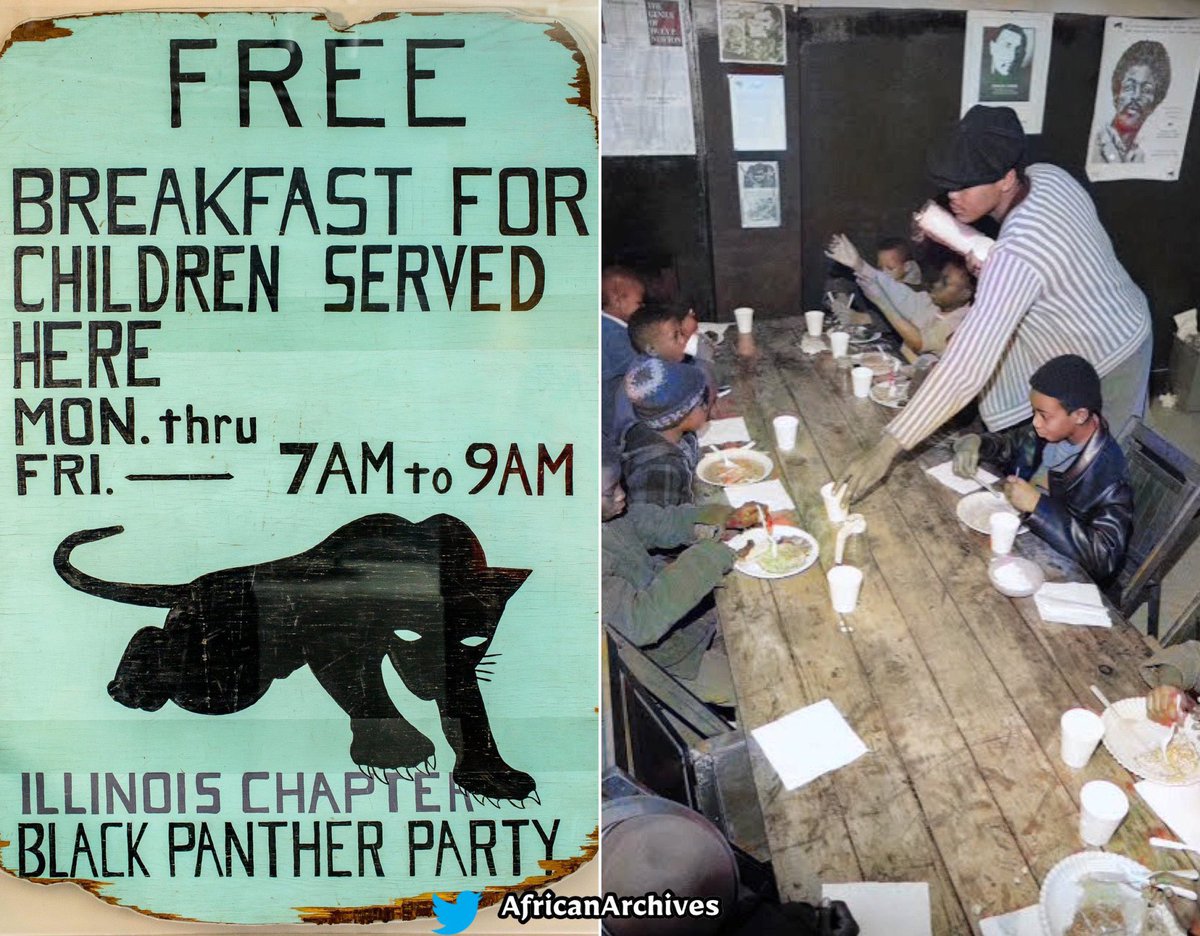 AFRICAN & BLACK HISTORY (@africanarchives) on Twitter photo The Black Panther Party first & most notable community program was the Free Breakfast for Children Program. 
The program began in January 1969 because poverty forced families to send their children to school hungry.
—By the end of 1969, the Black Panthers were serving full free The Black Panther Party first & most notable community program was the Free Breakfast for Children Program. 
The program began in January 1969 because poverty forced families to send their children to school hungry.
—By the end of 1969, the Black Panthers were serving full free