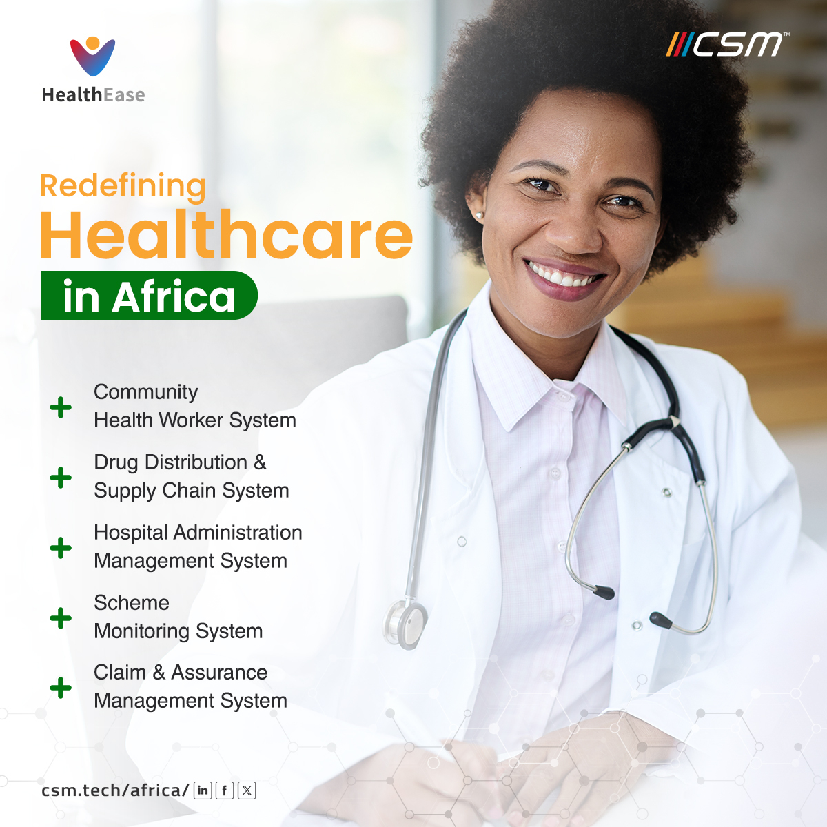 Redefining healthcare management with our integrated solutions 

👉Learn More: bit.ly/3QCqWpQ 

#CSMTech #CSMTechAfrica #Healthcare #HealthTech #HealthcareTechnology #HealthcareAnalytics
