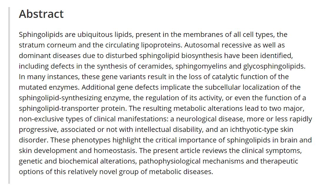 New review looking at Human genetic defects of sphingolipid synthesis. Not a topic we hi-light on a regular basis so great to feature this discussion. Patricia Dubot, et al onlinelibrary.wiley.com/doi/full/10.10… #sphingolipids