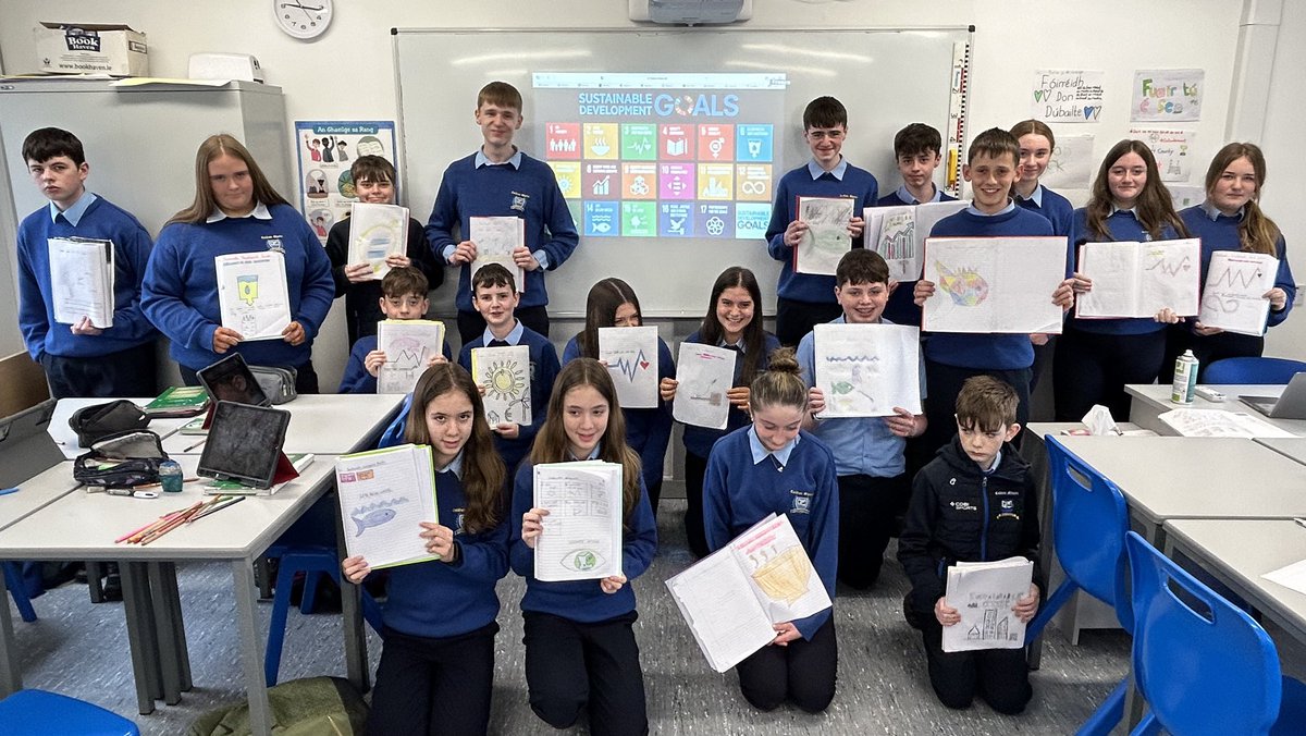 Well done to our 1st Year CSPE class on designing their Sustainable Development Goal posters into their copies today! <a href="/Take1_Programme/">Take 1 Programme</a> #take1mayday