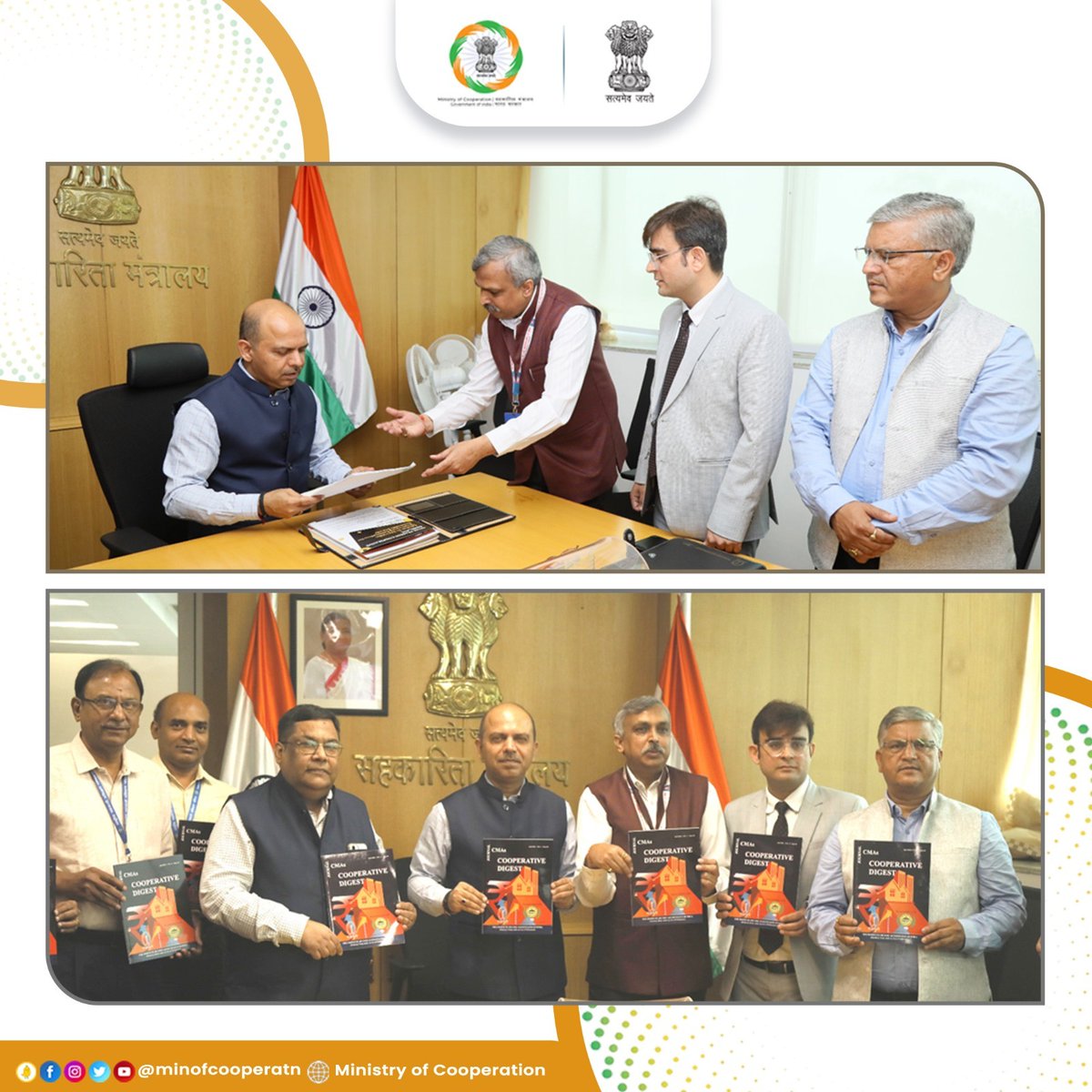 MinOfCooperatn's tweet photo. सहकारिता मंत्रालय के सचिव डॉ. आशीष कुमार भूटानी ने भारतीय लागत लेखाकार संस्थान (ICMAI) के सहकारी विकास बोर्ड (CDB) के त्रैमासिक जर्नल का पहला संस्करण रिलीज किया। ये कार्यक्रम ICMAI द्वारा राष्ट्रीय सहकारी प्रशिक्षण परिषद (NCCT) के सहयोग से आयोजित किया गया।
#SahakarSeSamriddhi https://t.co/D3lTa73z4S
