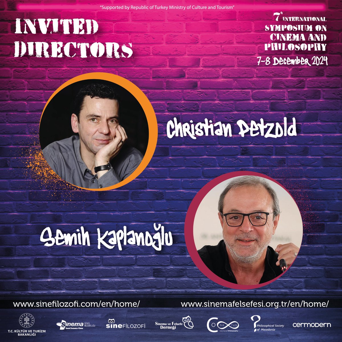 Bu yıl dünyaca ünlü yönetmenler Semih Kaplanoğlu ve Christian Petzold sempozyumumuzda davetli yönetmenler olarak yer alacaktır.

The world-renowned directors Semih Kaplanoğlu and Christian Petzold will take part in our symposium as our director participants.
