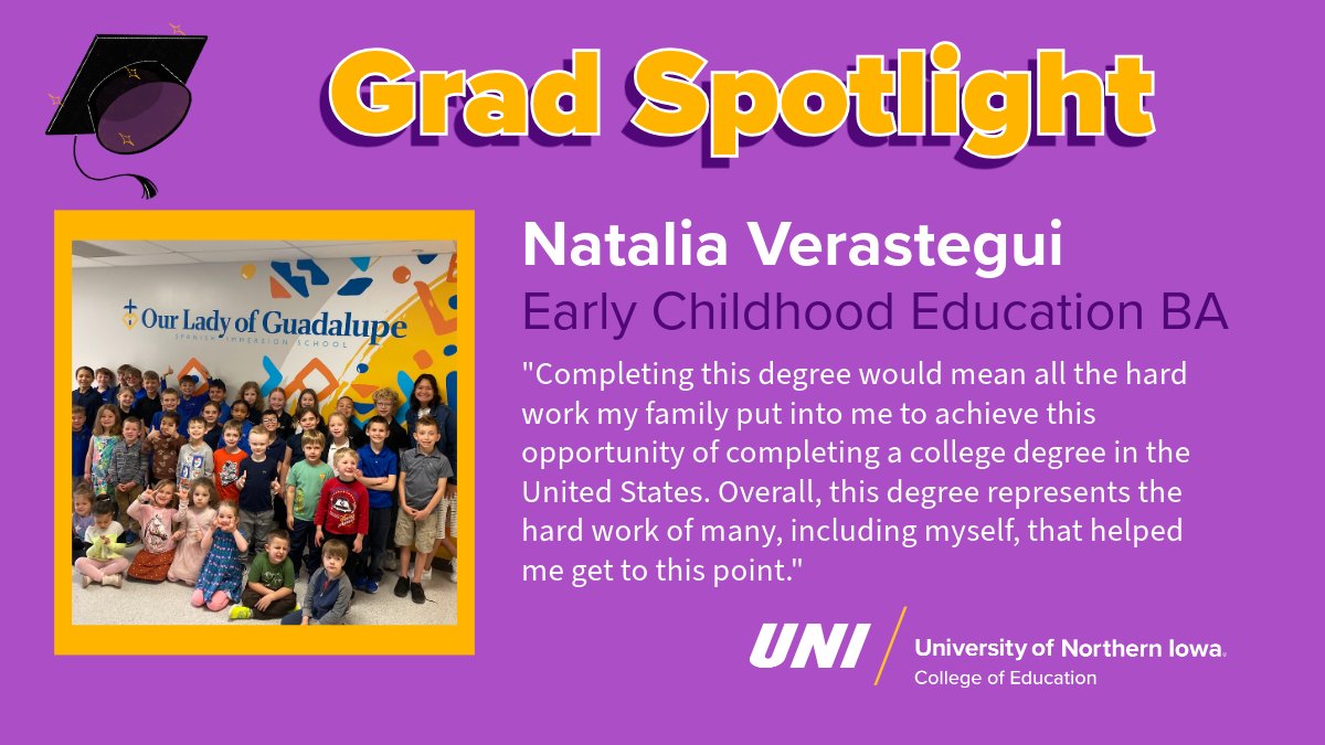 'Choosing this career matched my heart with my talents.'--That's Natalia Verastegui, spring 24 early childhood ed grad (and swim team member) who's ready to take on her first classroom!! Read more: bit.ly/4a7yzLL #UNISpring24Grad #teacherappreciationweek #thankateacher