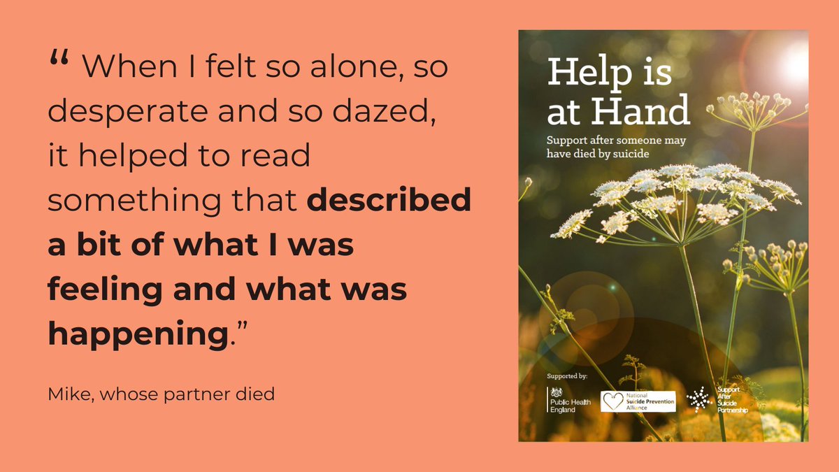 AfterSuicideUK's tweet photo. Our Help is at Hand booklet is for those grieving someone they love, who has died by suicide.

It covers what you might be feeling, what might be happening, and support options.

Free to download, available to share with anyone who needs it.

https://t.co/YkKThSc18n https://t.co/Dsl8IZAQLI