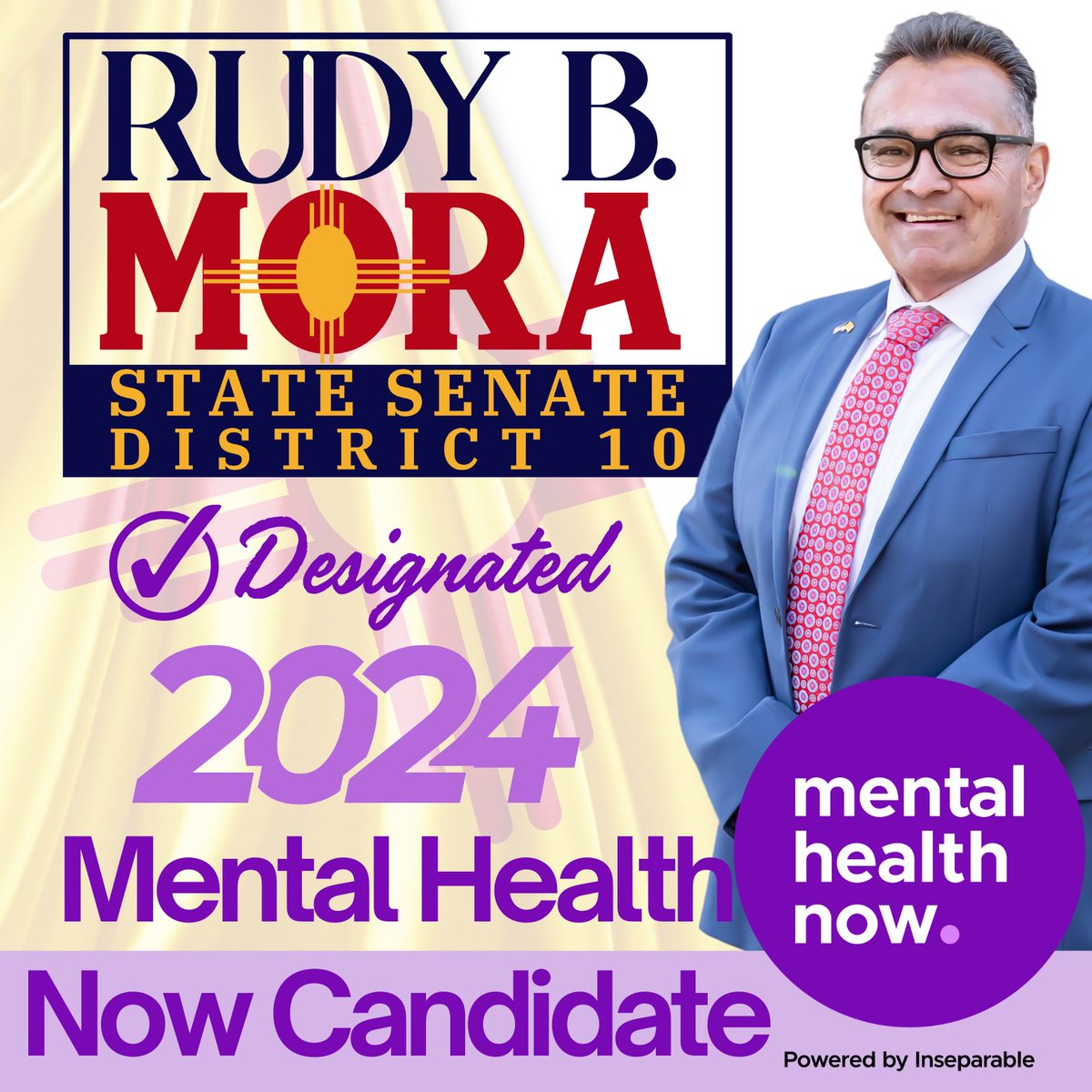 Together, we can create a brighter future for all New Mexicans! I am proud to receive the 2024 Mental Health Now designation. I am committed to advocating for increased access to mental health care, improving crisis response and expanding youth services. 
 #VoteRudyMora