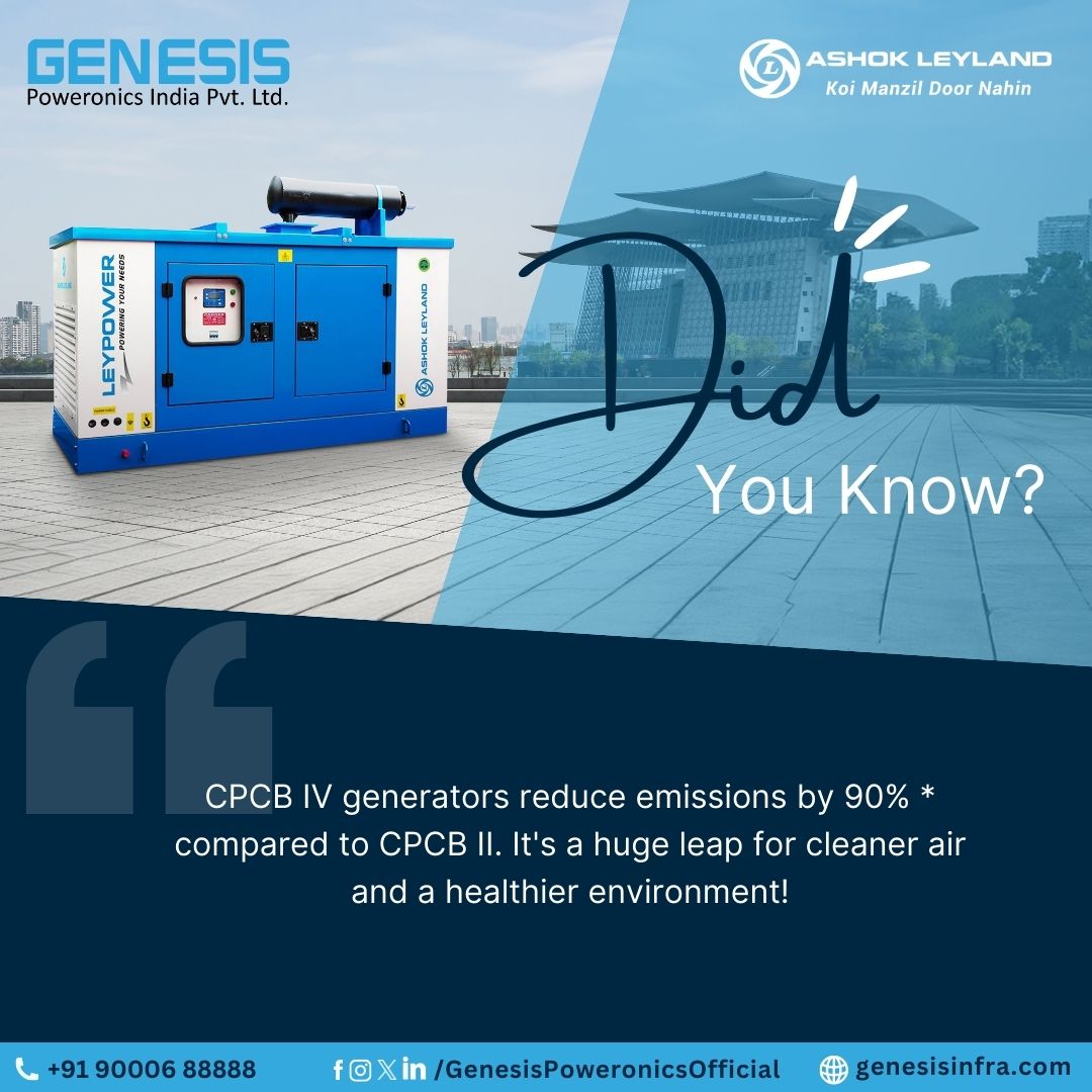 Step up to CPCB 4 generators, paving the way for a greener tomorrow with cleaner air and healthier surroundings. Let's make every choice count!

Reach us at +91 90006 88888 or visit genesisinfra.com

#Genesis #Hyderabad #CPCB4 #GreenFuture