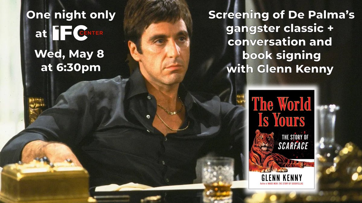 Book events: Tomorrow night IFC Center: “Scarface” screening, discussion and book signing, 6:30 pm Next Tuesday May 14, 6 pm: Launch reading, discussion with @ethan_iverson , at @TheMysterious , FREE
