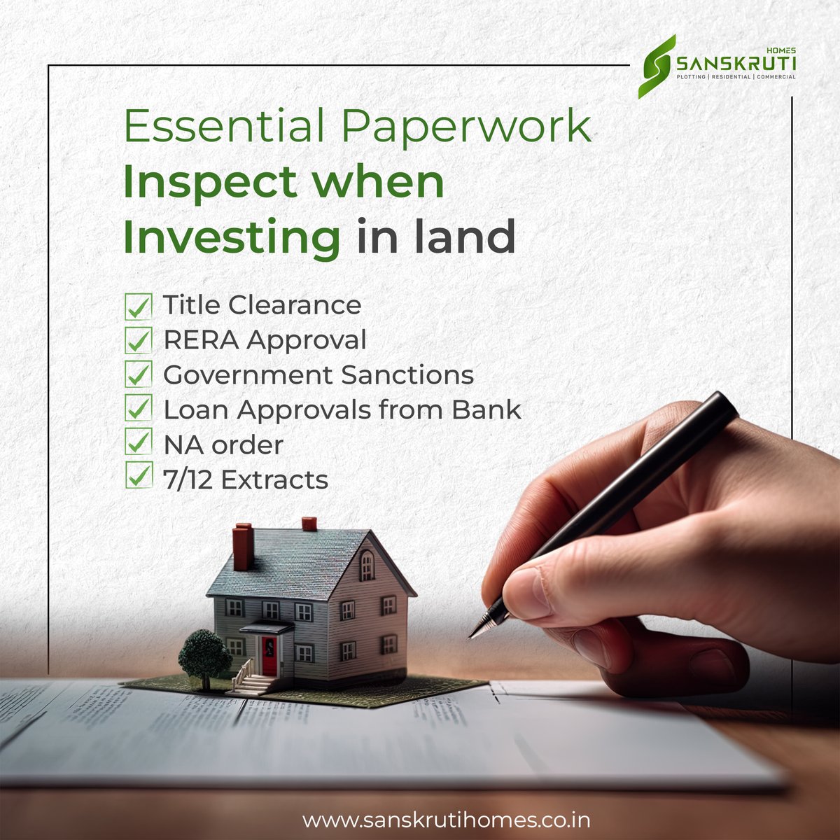 Thinking about investing in land? Verify paperwork first for informed decisions.

#Sanskruti_Homes

▪️ Contact details
📲 7070 32 2001 / 7070 33 2001
🌐 sanskrutihomes.co.in

#DreamHomeInvestment #PrimeProperty #BungalowLife #RealEstateDreams #InvestInLuxury #AccessibleLiving