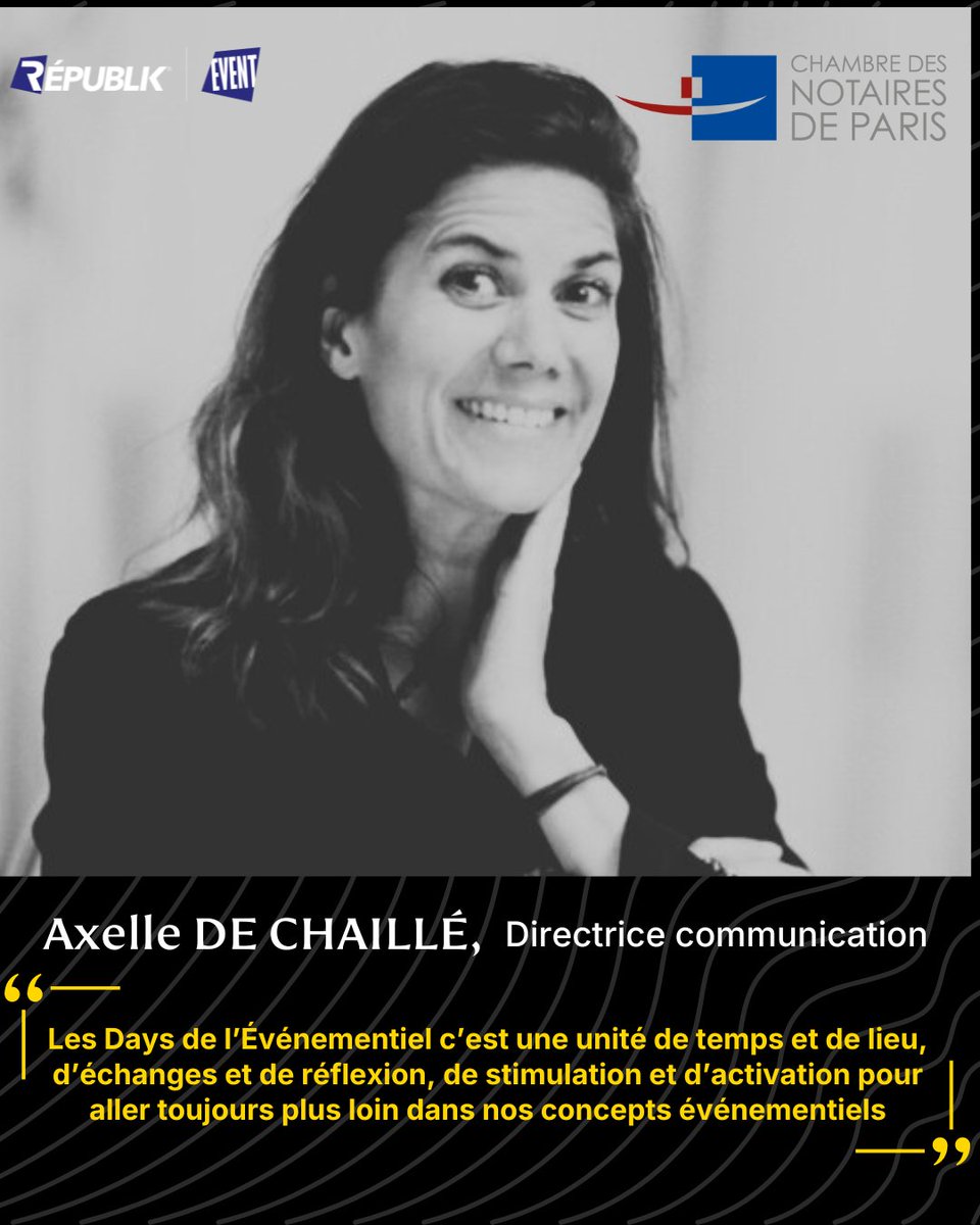 Axelle de Chaillé, Directrice communication chez Chambre des notaires de Paris participera aux Days de l'Événementiel, les 21 et 22 mai !

👉 Venez échanger avec Axelle et plus de 100 autres décideurs aux Days de l'Événementiel !

Inscription : bit.ly/47ruhgS