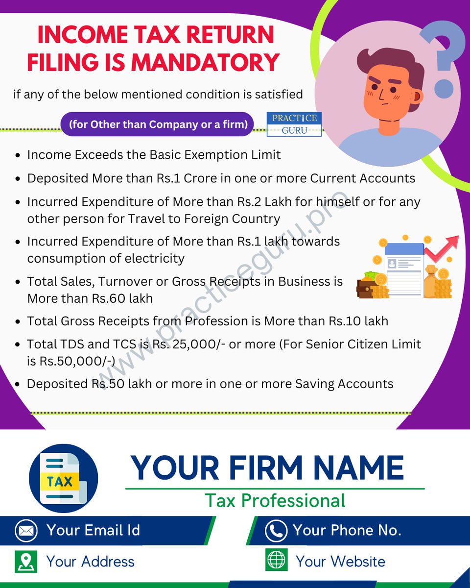 practice_guru's tweet photo. We created this poster for our clients based on @TaxationUpdates Sir's tweet.
Thanks Sir for sharing such useful content regularly. 🙏 https://t.co/eGicKD40pG