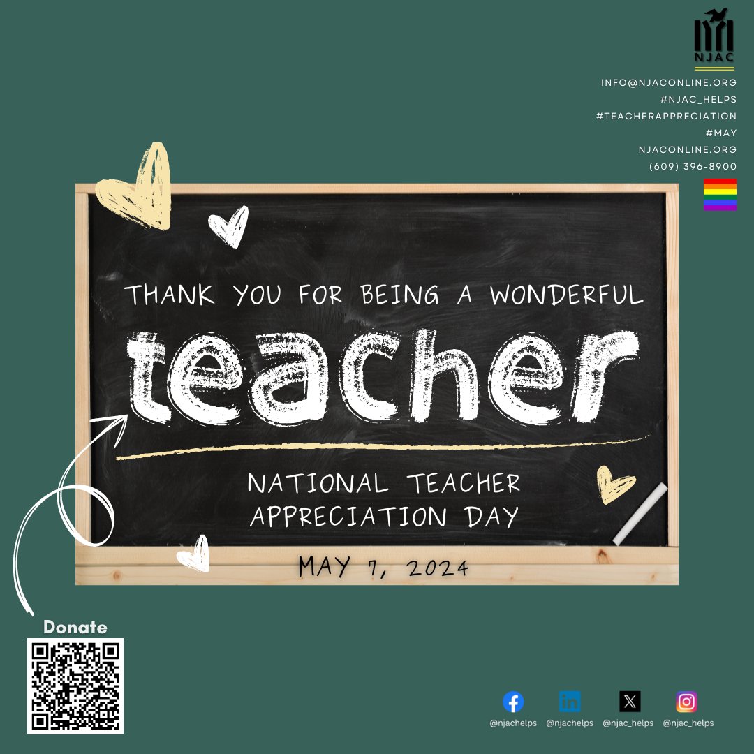 Happy National Teacher Day to all the amazing educators who go above and beyond. Thank you for shaping future leaders.

#NationalTeacherDay #Education #endsexualviolence #enddomesticviolence #reintegration #hivaids #housingfirst #newjersey #njac_helps