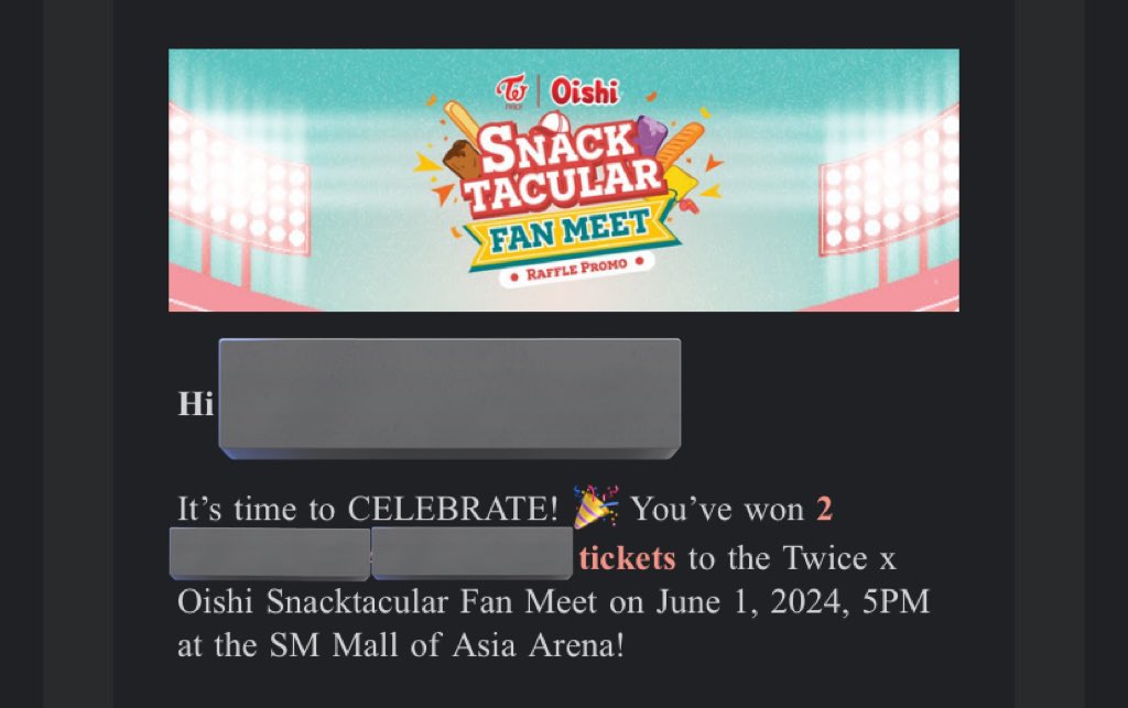 NOT BINI RELATED BUT I WON A TICKET SA TWICE x OISHI FANMEET SA JUNE 1😭😭😭🥺🥺🥺🥺