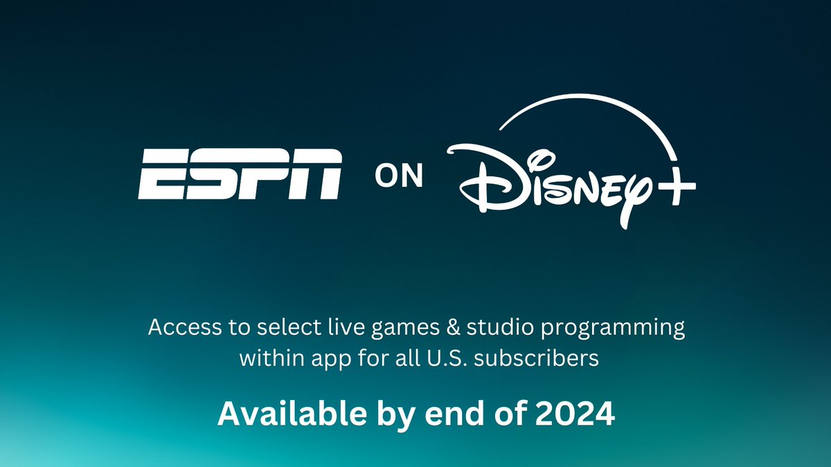 A first step to bringing ESPN to @DisneyPlus viewers ahead of the launch of a standalone ESPN streaming service in fall 2025

By the end of this calendar year, an ESPN tile will be added to Disney+📺