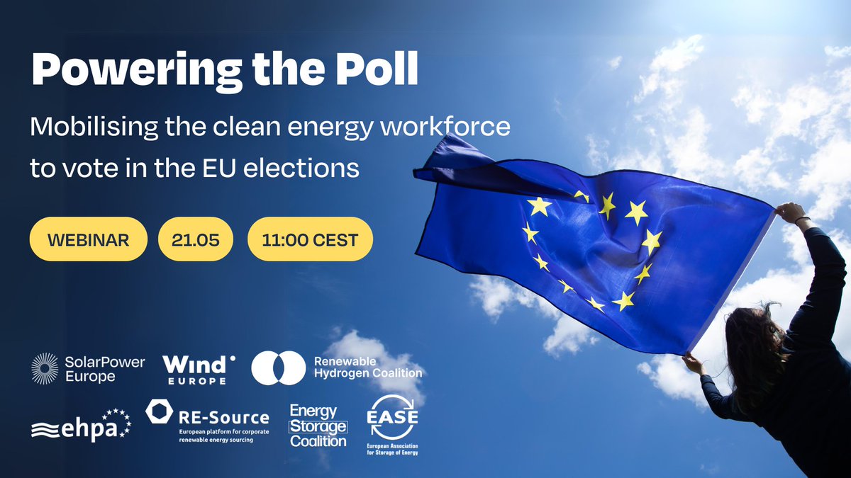 Powering the Poll: Mobilising the clean energy workforce to vote in the EU elections 💛💙 🗓21 May | ⏰11AM CEST | 📍Online Join speakers from @EU_Commission & @Europarl_EN discussing how to #UseYourVote to support the #EnergyTransition Register here 👉 us06web.zoom.us/webinar/regist…