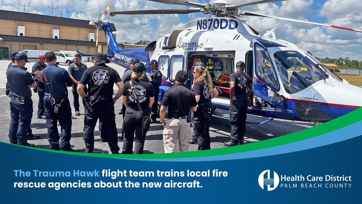 This #TraumaAwarenessMonth, we're spotlighting our Trauma Hawk team, including our Health Care District pilots and medical personnel with Palm Beach County Fire Rescue, who recently conducted training at Sikorsky Airfield in Jupiter.