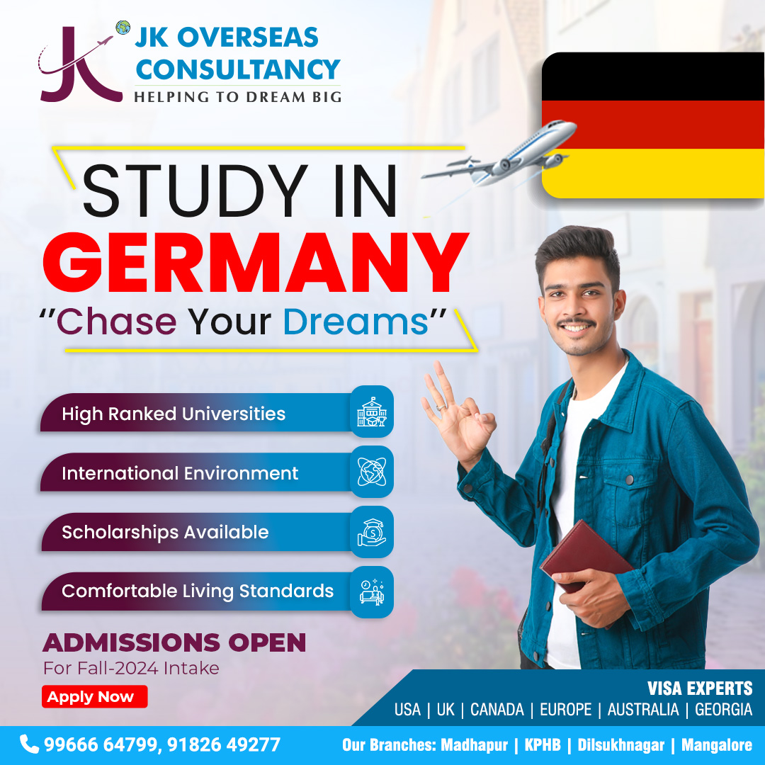 🇩🇪🎓Explore high-ranked universities & experience an international environment with #JKOverseasConsultancy. #Scholarships available & comfortable living standards await you. #Admissions are open for the #Fall2024Intake.✈️

#StudyinGermany #ChaseYourDreams #StudyGermany #ApplyNow