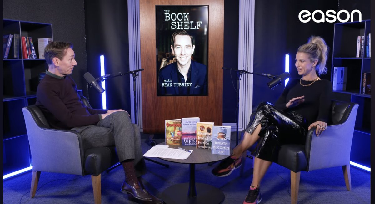 Thank you to @VogueWilliams for choosing THE HEART'S INVISIBLE FURIES as the book that made her cry (sorry!) on Ryan Tubridy's new podcast, THE BOOKSHELF, sponsored by @easons.
You can watch the whole show here: tinyurl.com/RyanVogue