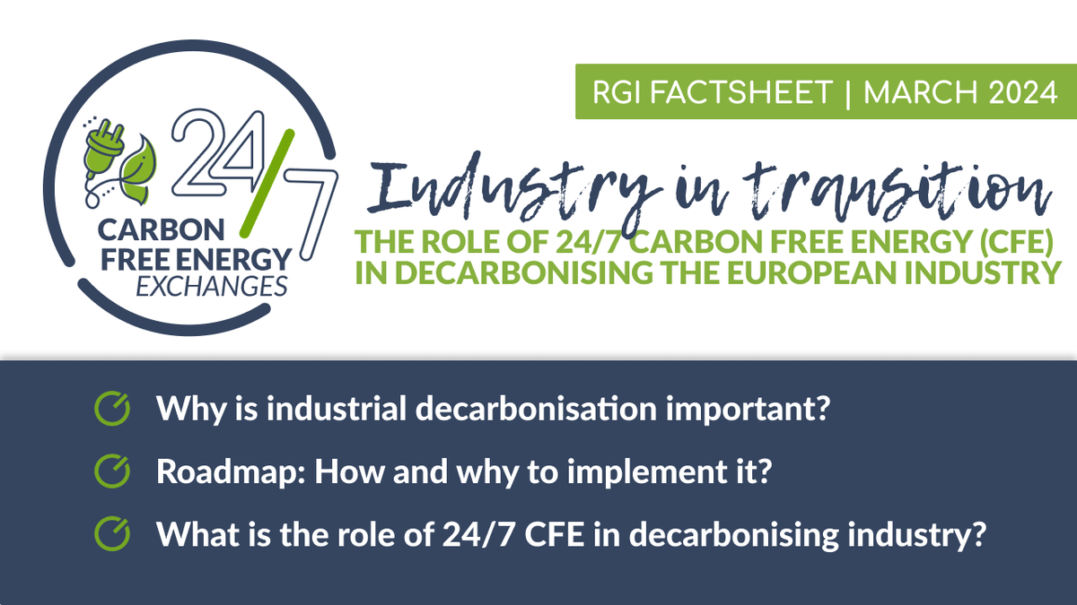 Decarbonising industry is crucial to reach #European #climate & #energy targets⚡️ 💚One of the most effective principles to achieve this is direct #electrification. EA member @RenewablesGrid published a 24/7 Carbon Free Energy factsheet 🎙️Learn more👉bit.ly/3JbRV7C