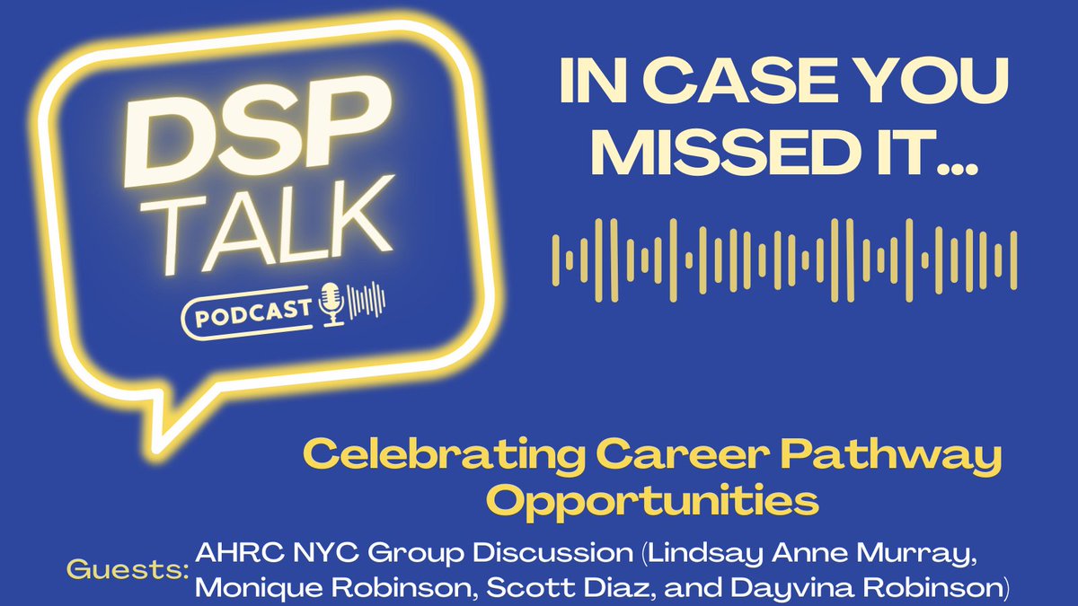 ICYMI: The latest episode of DSP Talk featured several @AHRCNYC employees as they discussed the career development options their workplace has provided for them and what it has meant for their current and future work in direct support. Be sure to catch up and give it a listen!
