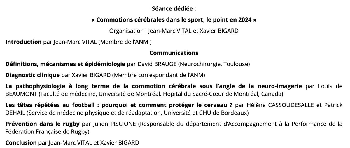 [LES SEANCES DE L'ANM] 🔴Suivez en direct la séance de l'Académie « #Commotions #cérébrales dans le #sport, le point en #2024 » @UMontreal @univbordeaux @CHUBordeaux 🛜 Connectez-vous youtube.com/watch?v=u2Zg2Y…