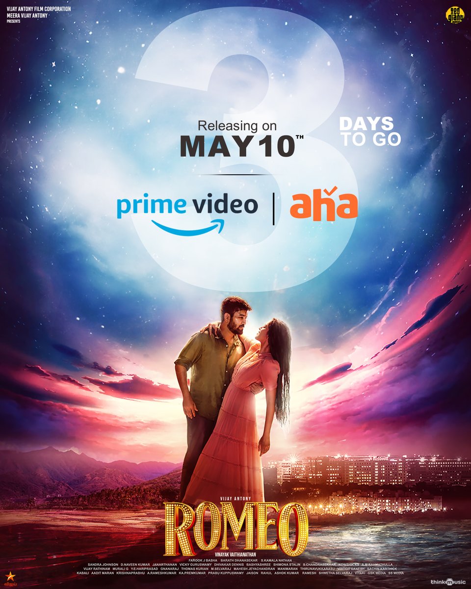 In three days, grab your snacks and settle in for a summer of love ❤️

#Romeo - Stream the rom-com of the season on @ahatamil and @PrimeVideoIN from May 10th 🔥

#RomeoOnaha #RomeoOnPrimeVideo @RedGiantMovies_ @aandpgroups @vijayantony @mirnaliniravi