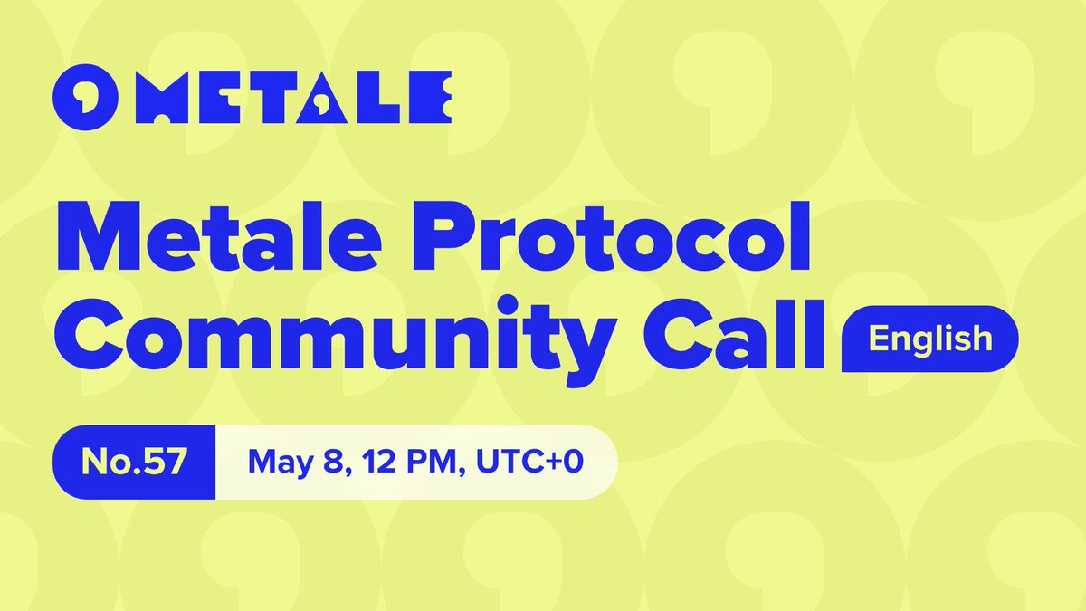 🎙 What are the major Metale Protocol news and updates that everyone should be aware of? We've adjusted our AMA schedule, now hosting English-only Community Calls with transcript available for the community afterwards. ⏰ May 8 @ 12 PM, UTC+0 👉 x.com/i/spaces/1mnxn…