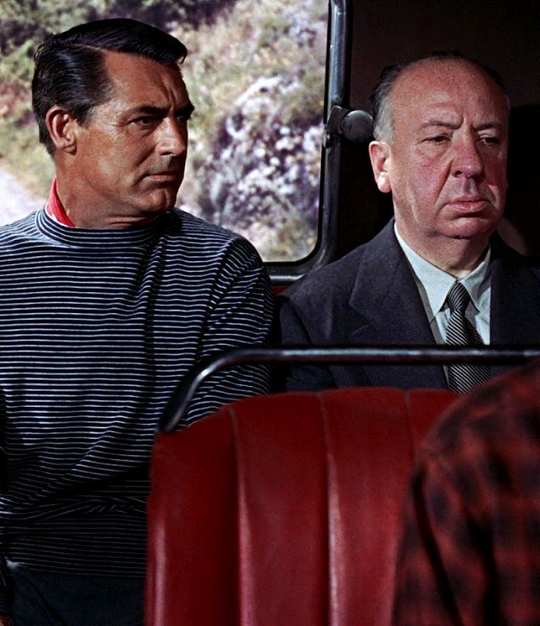 Cary Grant and Alfred Hitchcock in To Catch a Thief
