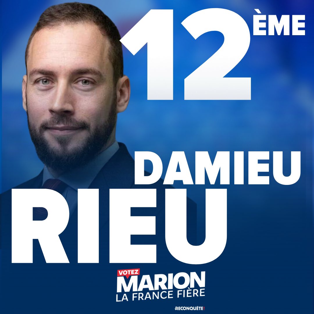 Bienvenue à @DamienRieu présent sur la liste menée par Marion Maréchal.

#VotezMarion #Europeennnes2024