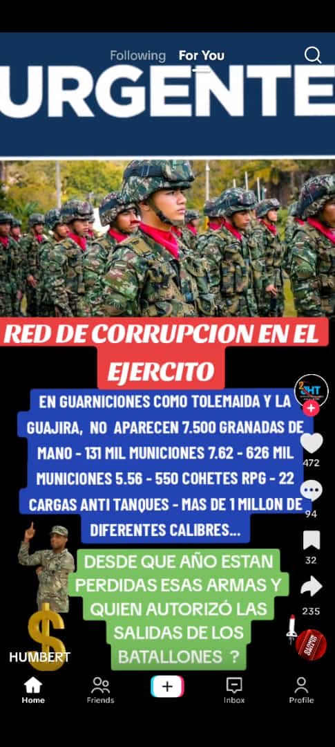 ⁦@petrogustavo⁩ 
⁦@PizarroMariaJo⁩ Todos los organismos de control encubren a estos delincuentes. Se les incautan municiones, armas a a los bandidos y tienen las improntas de INDUMIL. Nunca responden para hacerles seguimiento.