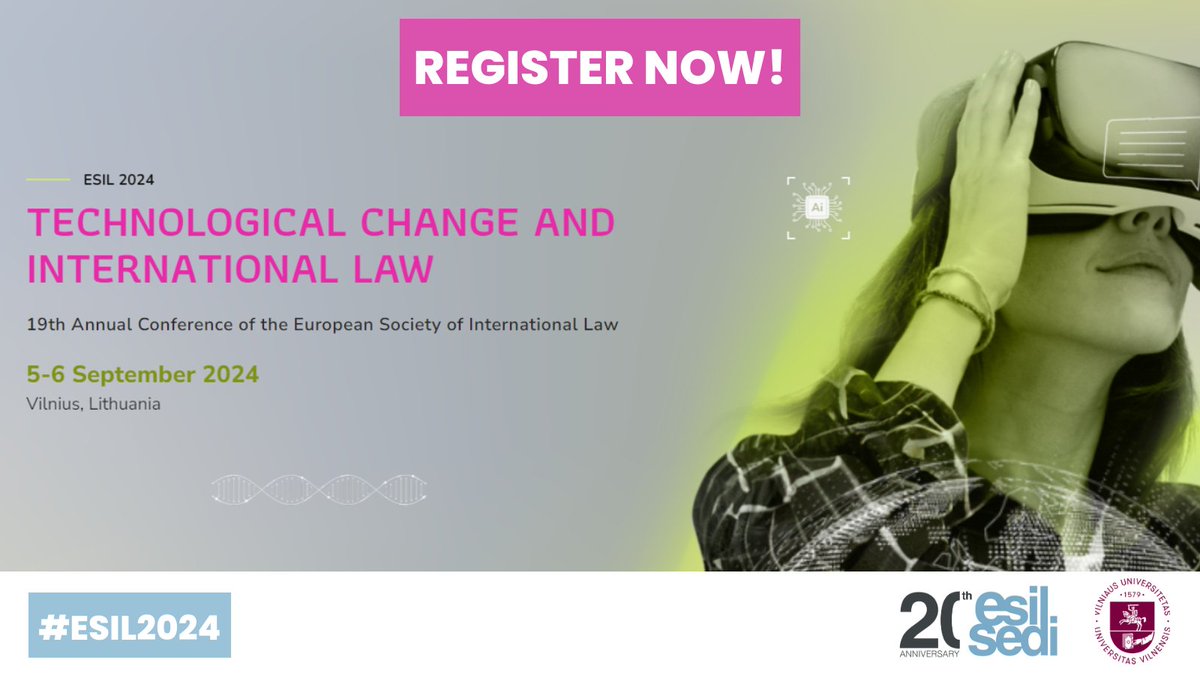 🔴Time is ticking! Early-bird registration fees for @ESIL2024Vilnius end on 1 June!🔜 Don' forget to renew your ESIL membership to benefit from reduced fees.🙏🏻 Reserve your spot today to gain invaluable insights into international law!💡⚖ ✍🏻bit.ly/4dxmBOk #ESIL2024