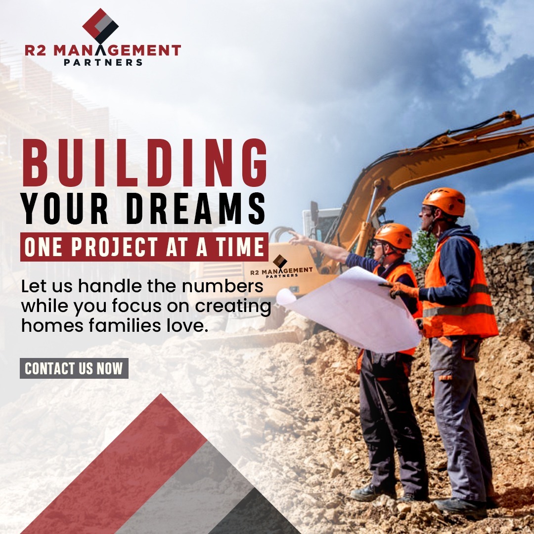 🏡 At R2 Management, we're here to help you bring your homebuilding vision to life. Our expert financial management services ensure you can focus on your project while we handle the details. Let's build greatness together!

#BuildersCFO #HomebuildingFinance #FinancialStrategy