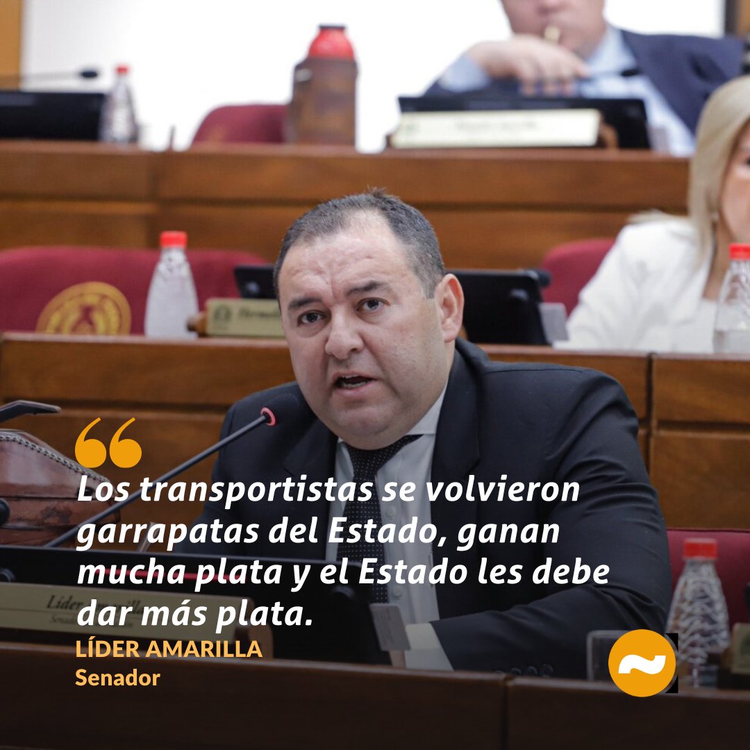 Los transportistas se convirtieron en 'garrapatas del Estado' ▪️Así lo afirmó el senador @LiderAmarilla, criticando duramente el subsidio al rubro ▪️Sostuvo que el Estado debería absorber el servicio si las empresas no cumplen 📻#1020AM