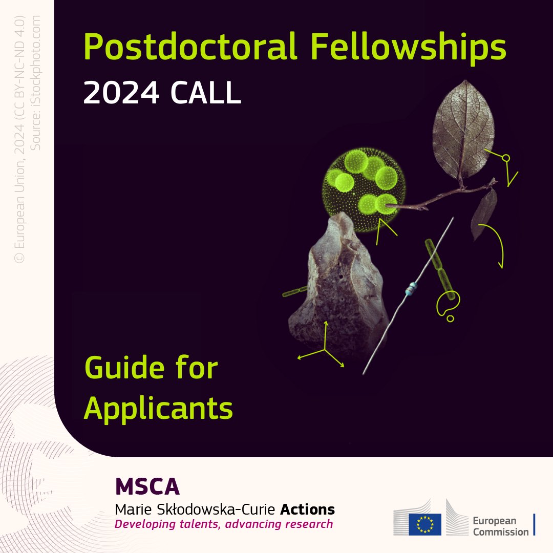 Are you ready? 🚀 The 2024 #MSCA Postdoctoral Fellowships call is open! Two modalities: 🇪🇺 European Fellowships 🌍 Global Fellowships 🟣Deadline: 11 September 💸€417M Check our Guide for Applicants to apply now: europa.eu/!8TwbVX