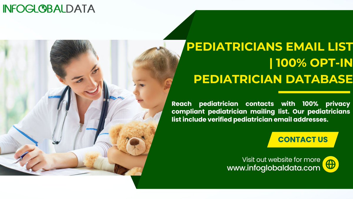 Unlocking Pediatrician Email Lists for FREE! Elevate your healthcare connections effortlessly.
infoglobaldata.com/healthcare/ped…
#PediatricianEmailList #PediatricianDatabase #emaillist #b2bmarketing #marketingstrategy #healthcaredata #physicians #nurses #clinics #leads #InfoGlobalData