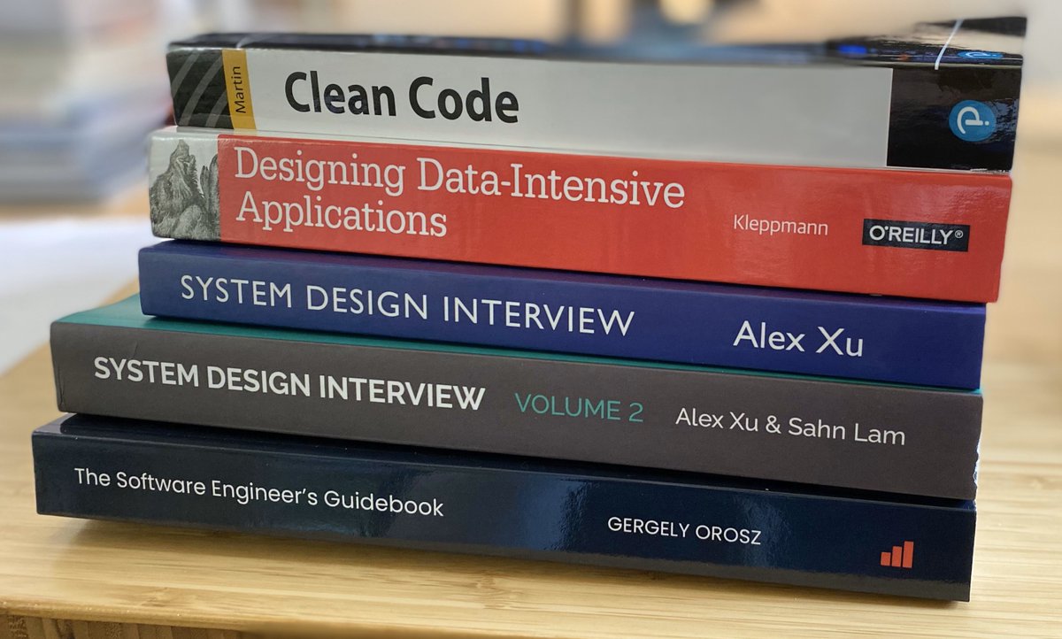5 books all software engineers should read:

1. Clean Code ( @unclebobmartin  )

2. Designing Data-Intensive Applications ( @martinkl )

3. System Design Interview ( @alexxubyte )

4. System Design Interview: Volume 2 ( @alexxubyte & @sahnlam )

5. The Software Engineer's…