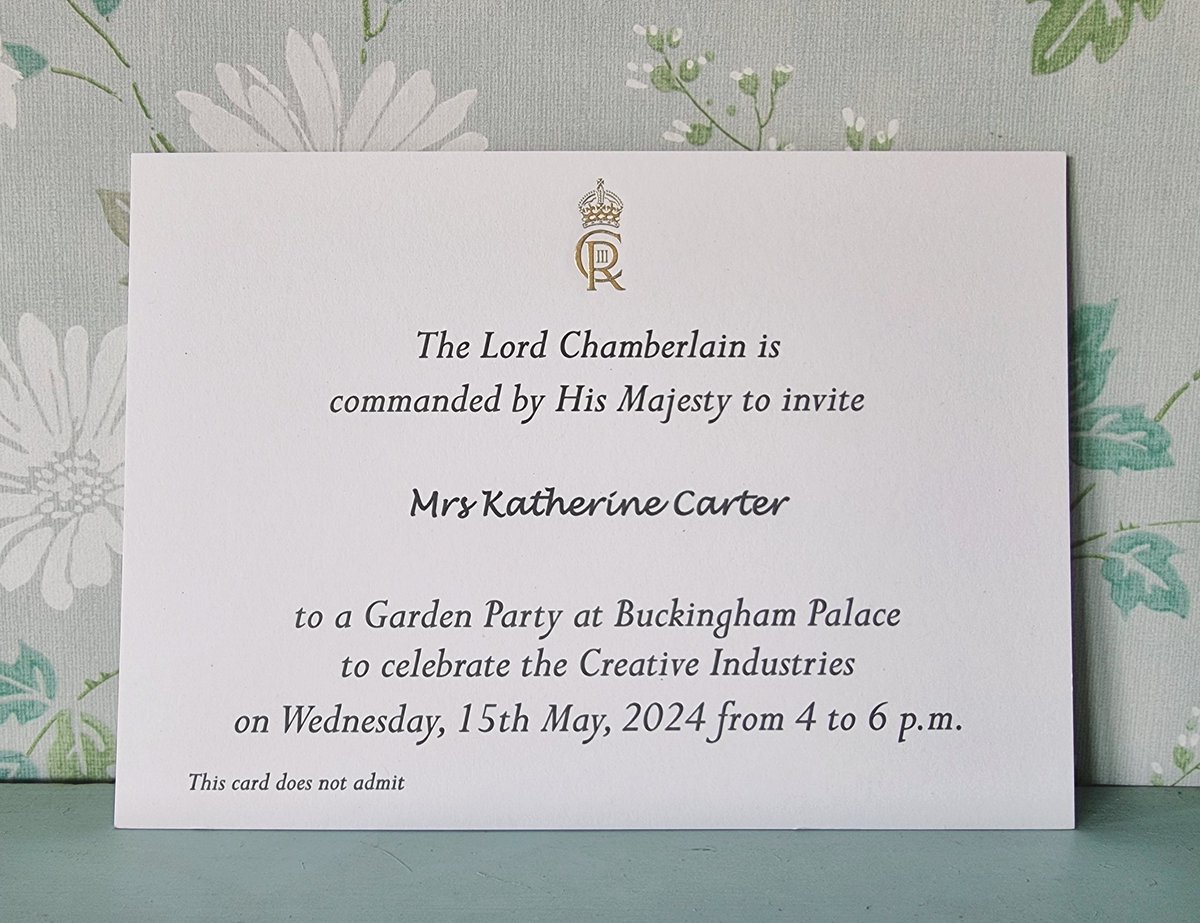 I am deeply honoured to have been invited by His Majesty The King to attend a garden party at Buckingham Palace, celebrating the success of Britain's cultural and creative industries.