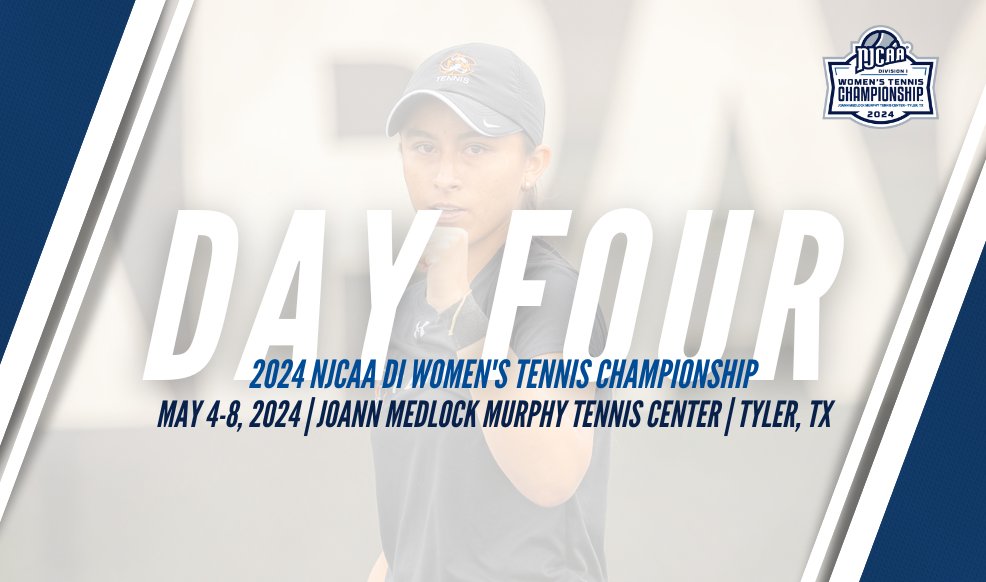 Day 4⃣ 🟰 Semifinals! It is time for some semifinals action today at the 2024 #NJCAATennis DI Women's Championship in Tyler, TX. Who will advance to tomorrow's finals? 💻njcaa.org/championships/… 📊tournamentsoftware.com/tournament/311… 📷njcaa.org/sports/wten/20…