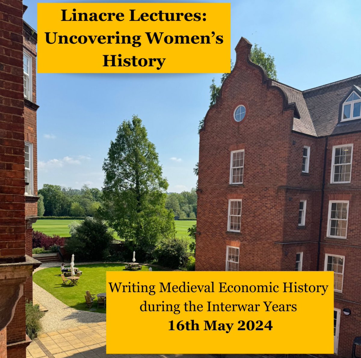 The second lecture in the ‘Uncovering Women’s History series’ is entitled ‘Writing Medieval Economic History during the Interwar Years’ and will be delivered by Professor Maxine Berg. Book a free space: linacre.ox.ac.uk/college-life/l…