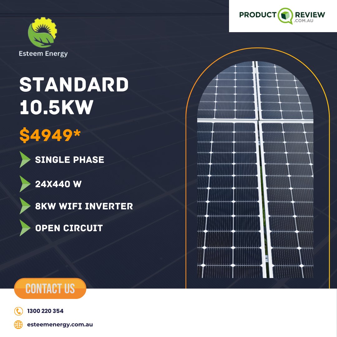 Want to know the pricing of installing 10.5 kw solar system at the property?

You can call Esteem Energy now and get a free quotation!

esteemenergy.com.au/10-5-kw-solar-…

#EsteemEnergy #Australia #SolarBenefits #solarpanelsystems #solarinstallations #solarcompany #solarsystems