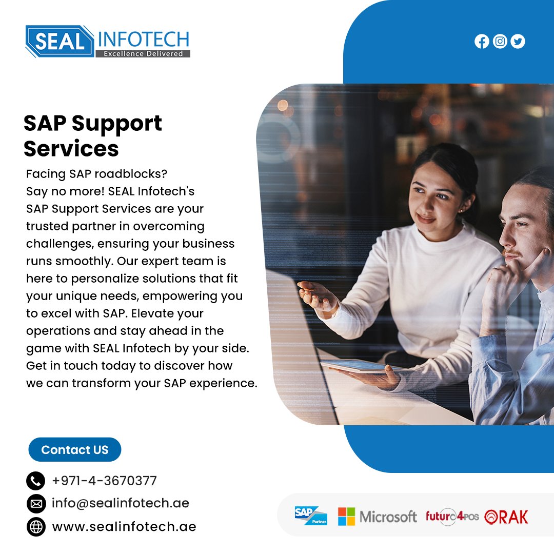 Are you encountering hurdles in your SAP journey? Look no further! SEAL Infotech offers top-notch SAP Support Services designed to streamline your operations and enhance efficiency.

#sapsupport #sealinfotech #empoweringsuccess #sapservices #sapexperts #businessefficiency